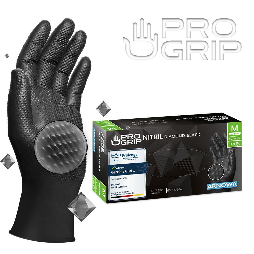 Progrip Nitril Diamond Black Handschuhe in 5 Größen