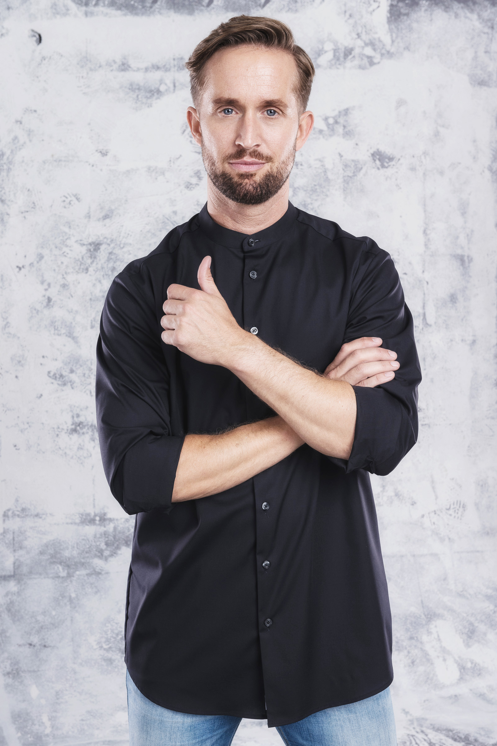BUSINESS&CASUAL Stehkragenhemd 1/1, Herren Mood